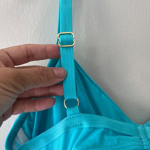 Athena Sz 12 One Piece Turquoise Tummy Control Swimsuit Shoulder Strap Luxury - Picture 7 of 12